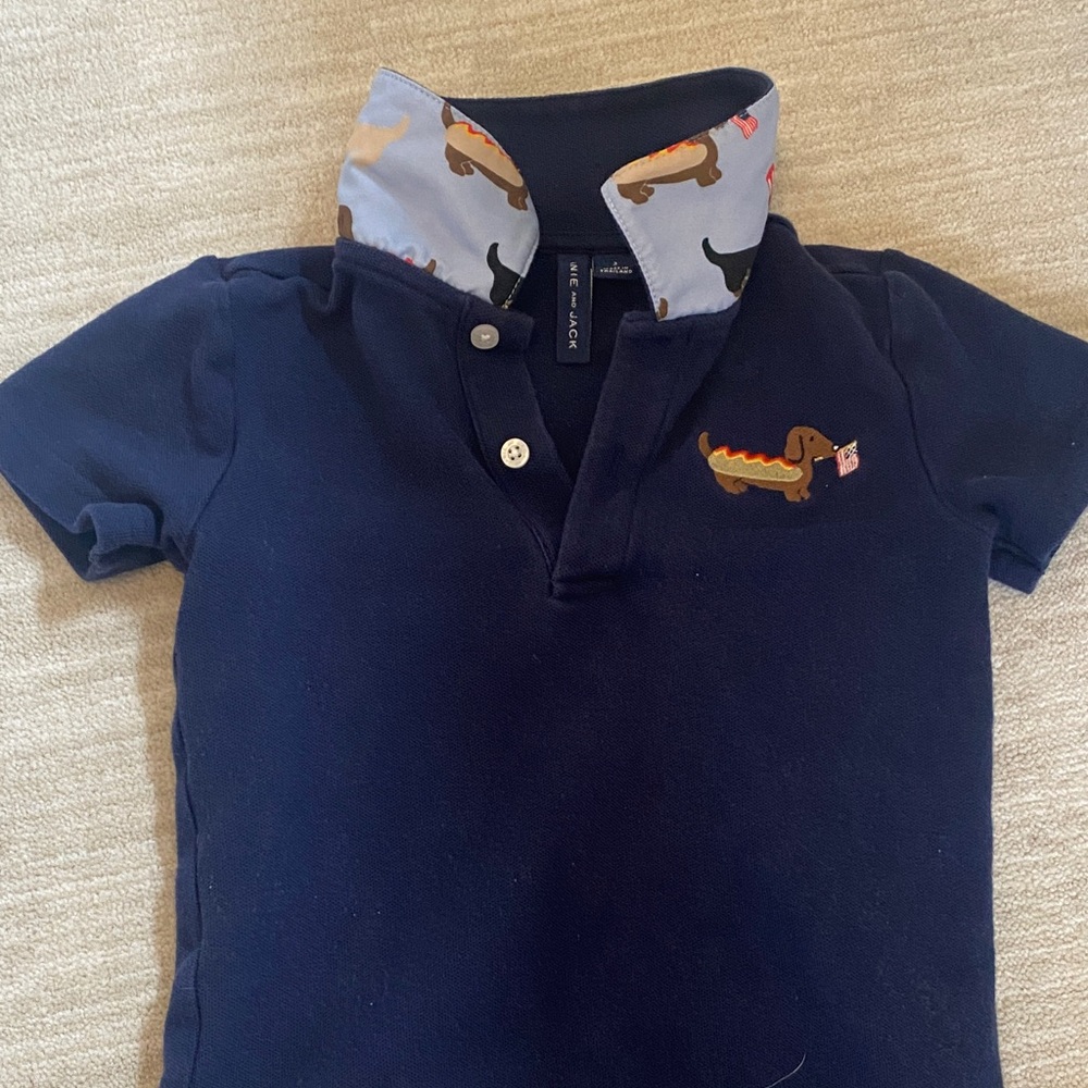 Janie and Jack Navy Polo with Dachshund Accent